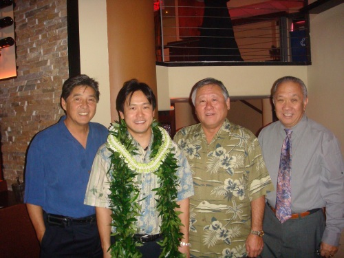 Rep. Jerry L. Chang, Rep. Jon Riki Karamatsu, Rep. Ken Ito, & Speaker Calvin K.Y. Say at Karamatsu's March 11, 2009 fundraiser at Bonsai Restaurant.